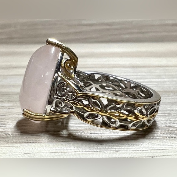 Designer Signed Gems en Vogue Palladium/Sterling Silver Rose Quartz Ring, Size 5 - Picture 3 of 9